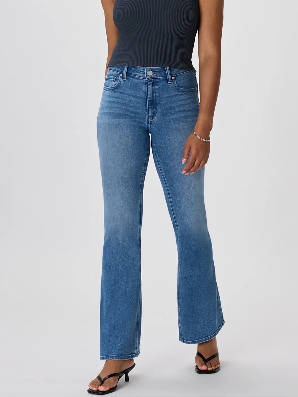 Quince Luna Stretch Flare Jeans in Seaside Blue - Picture 2 of 11